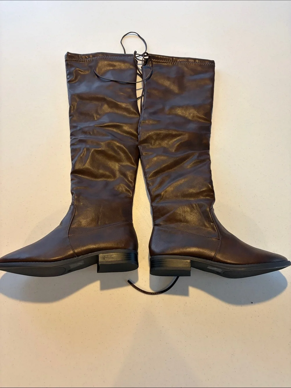 Charlotte Russe Brown Over-the-Knee Lace-Up Boots